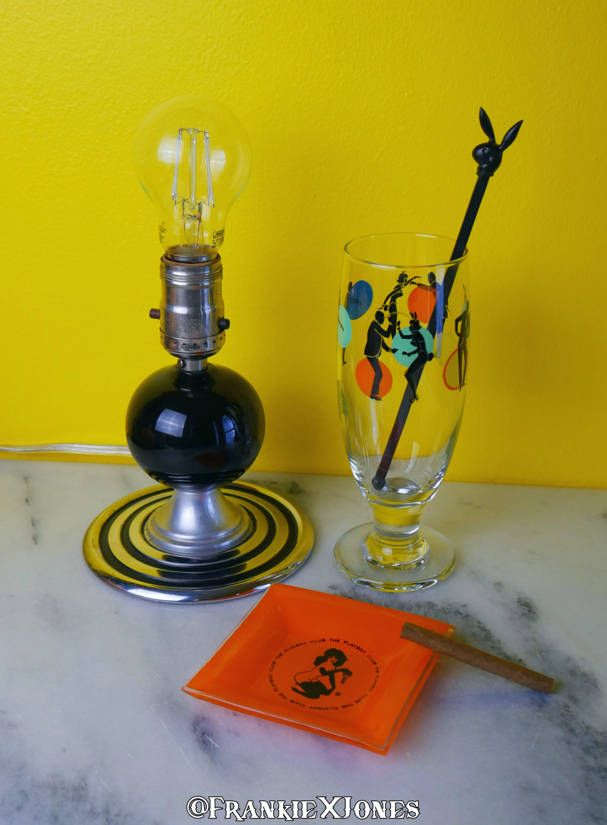 Dancing Couple Cocktail Glasses w/ Stir Sticks ✤ Playboy ✤ Set of 4