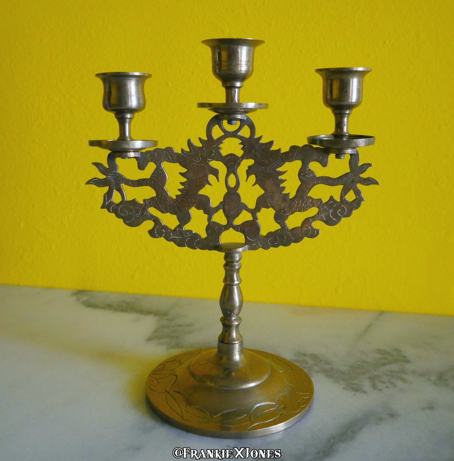 Solid Brass Chinese Dragon Candelabra