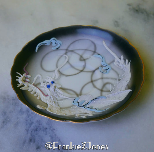 Dragonware Black w/ Gold Scalloped Edge Saucer