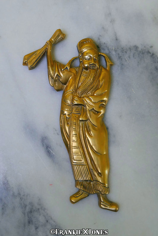 Soild Brass Oriental Couple Wall Plaque ✤ Set of 2