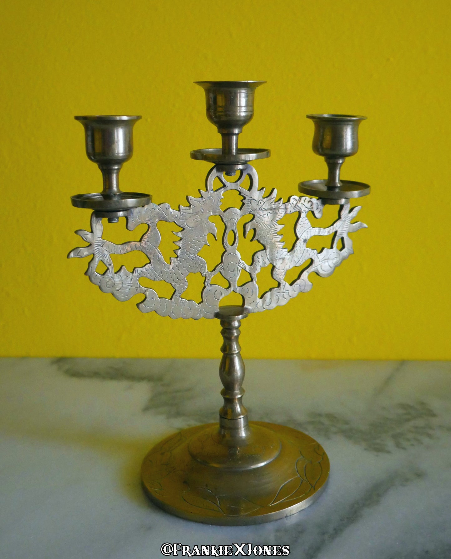 Solid Brass Chinese Dragon Candelabra