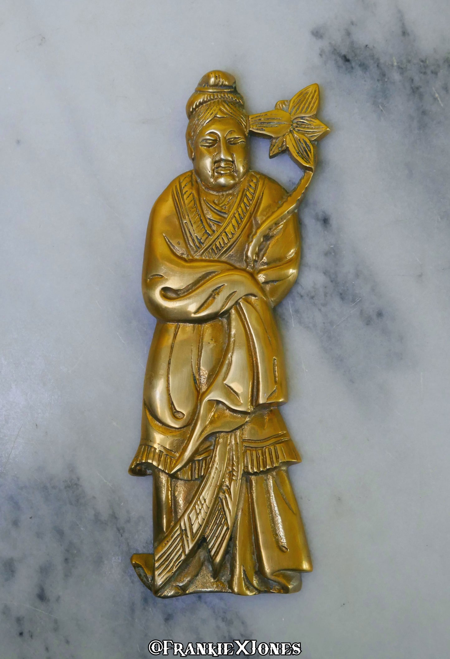 Soild Brass Oriental Couple Wall Plaque ✤ Set of 2