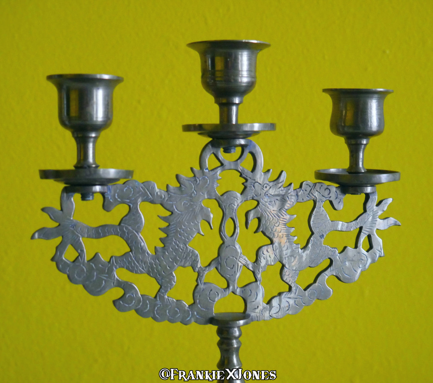 Solid Brass Chinese Dragon Candelabra