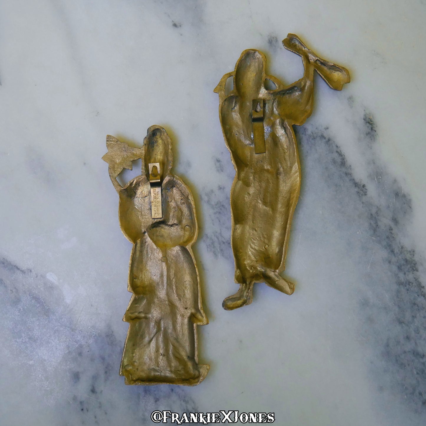 Soild Brass Oriental Couple Wall Plaque ✤ Set of 2