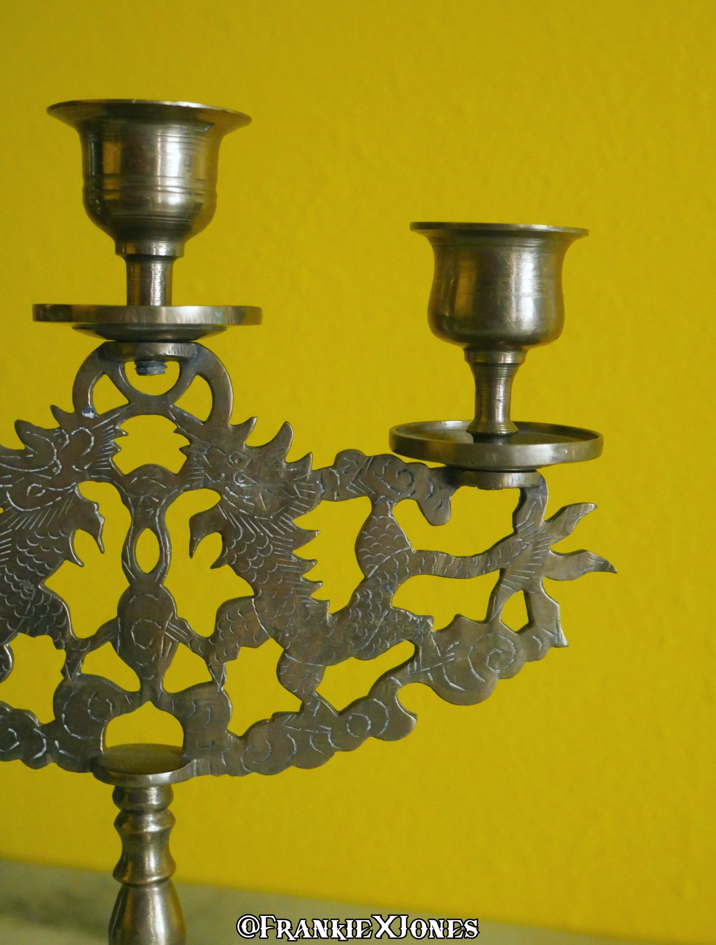 Solid Brass Chinese Dragon Candelabra