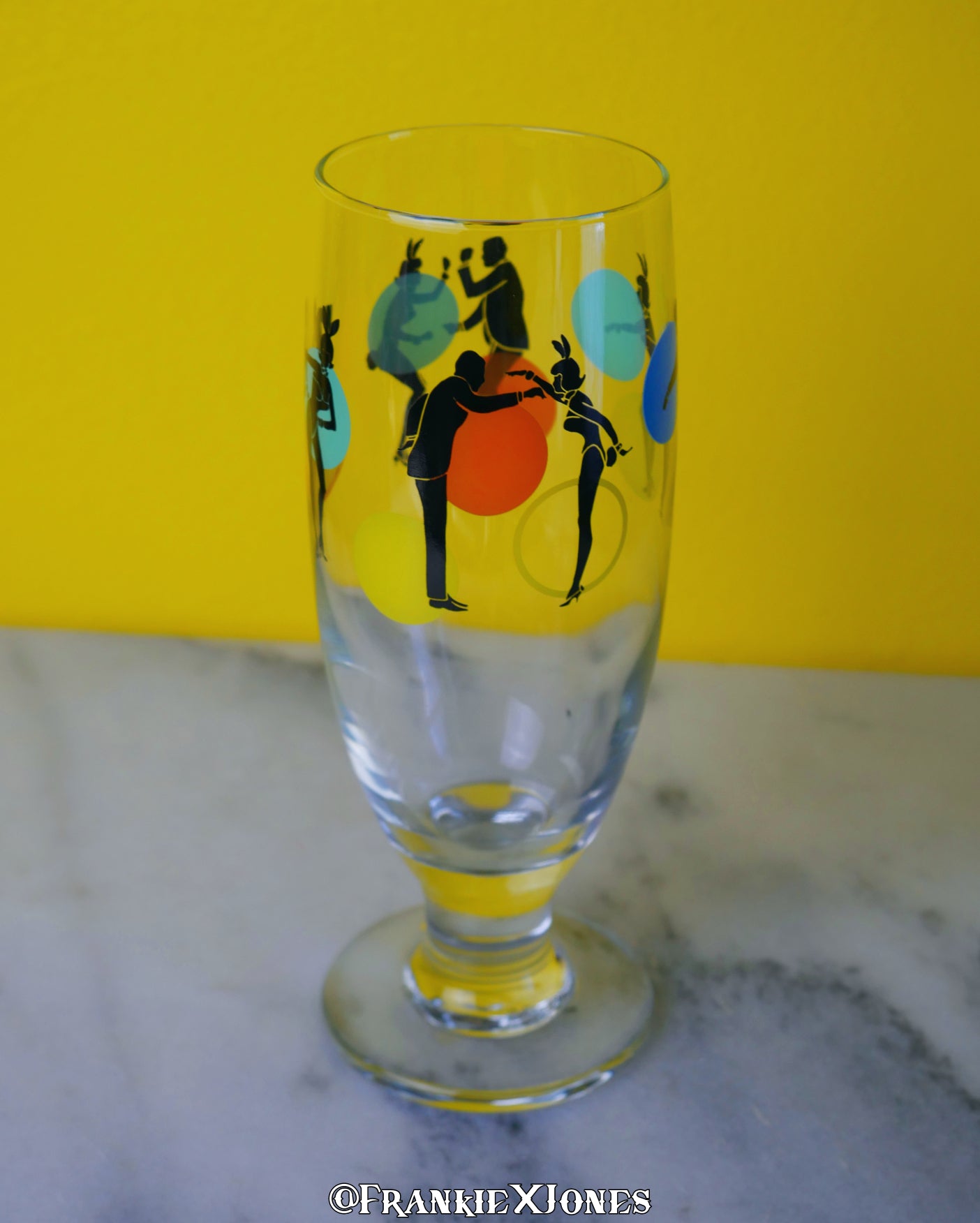 Dancing Couple Cocktail Glasses w/ Stir Sticks ✤ Playboy ✤ Set of 4