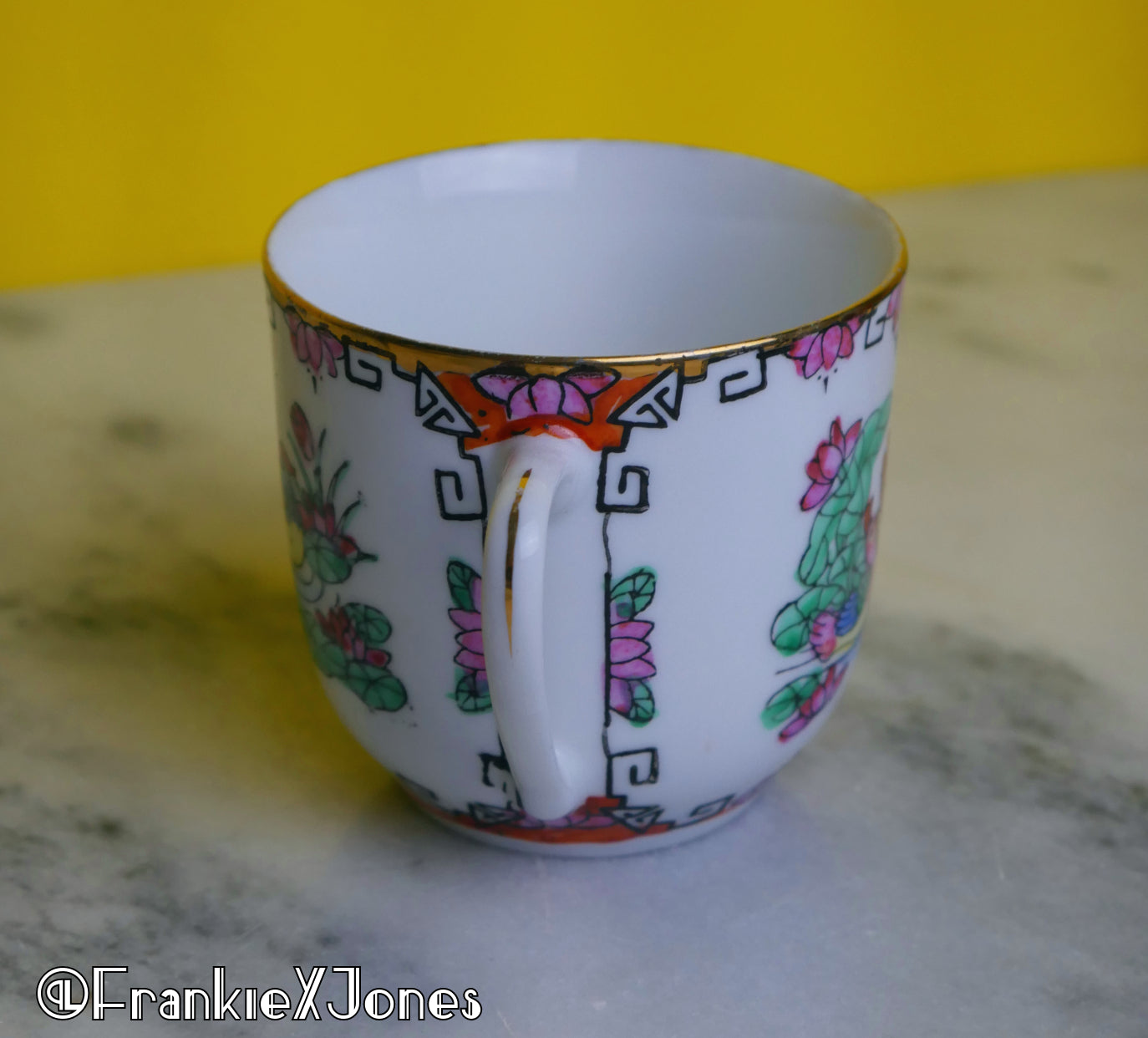 Chinoiserie Tea Cup Set ✤ Cup + Saucer ✤ Birds + Water Lilies