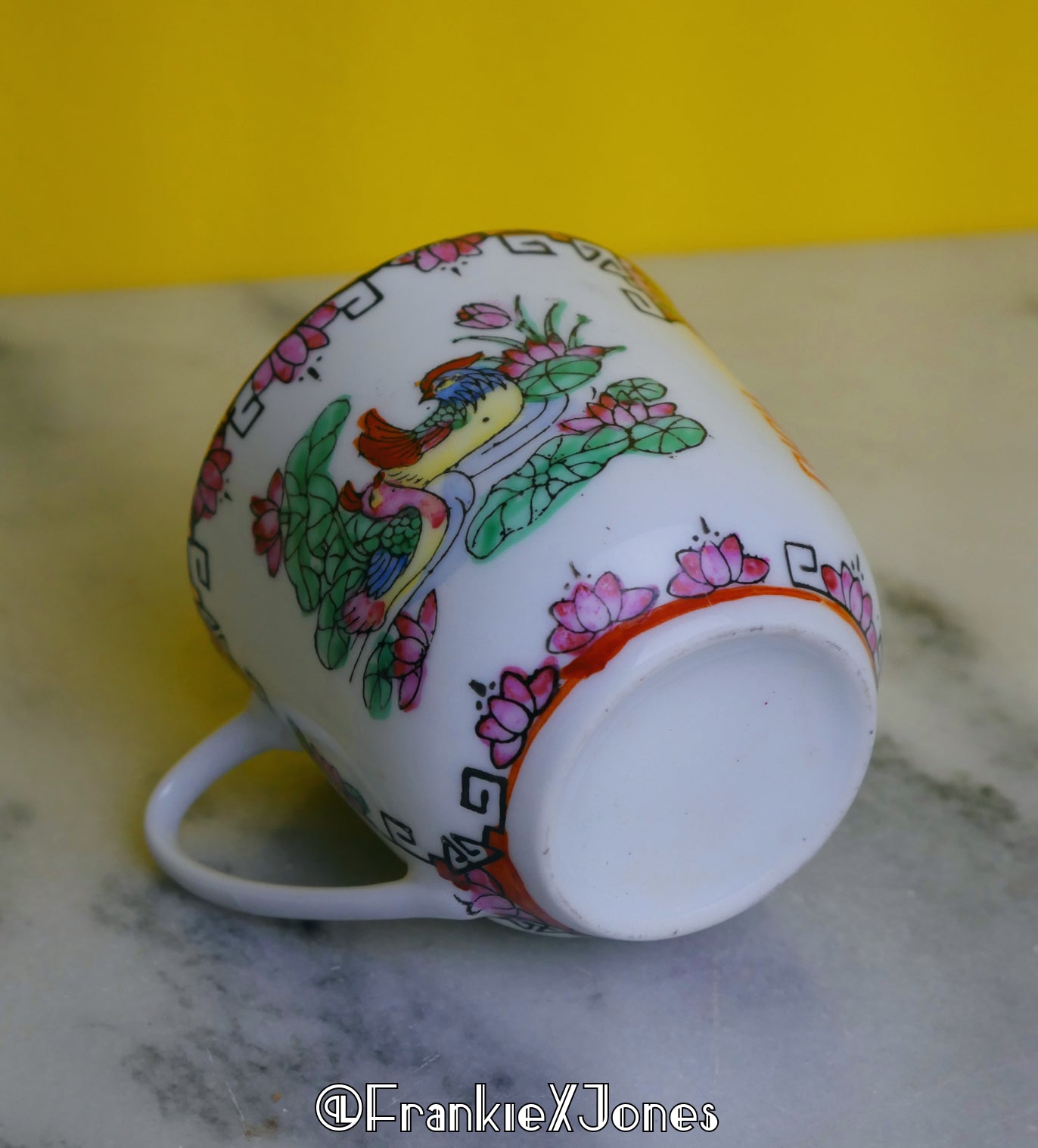 Chinoiserie Tea Cup Set ✤ Cup + Saucer ✤ Birds + Water Lilies