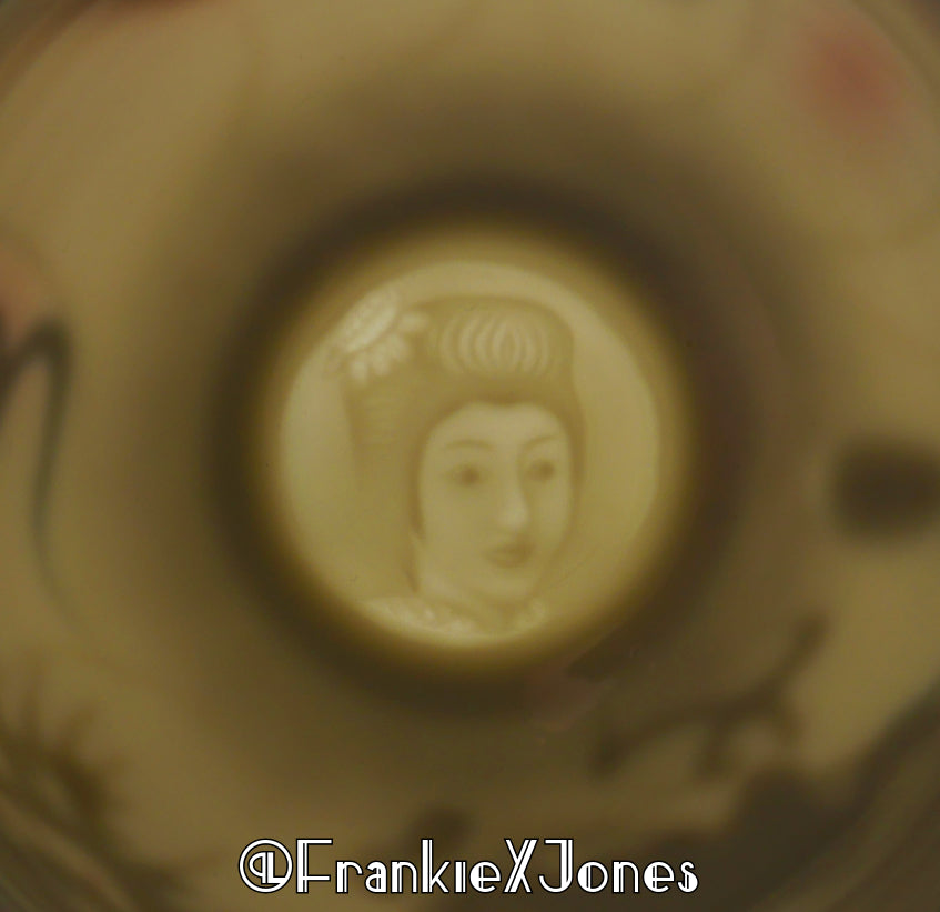 Dragonware Lithophane Tea Cup Set ✤ Cup + Saucer ✤ Black