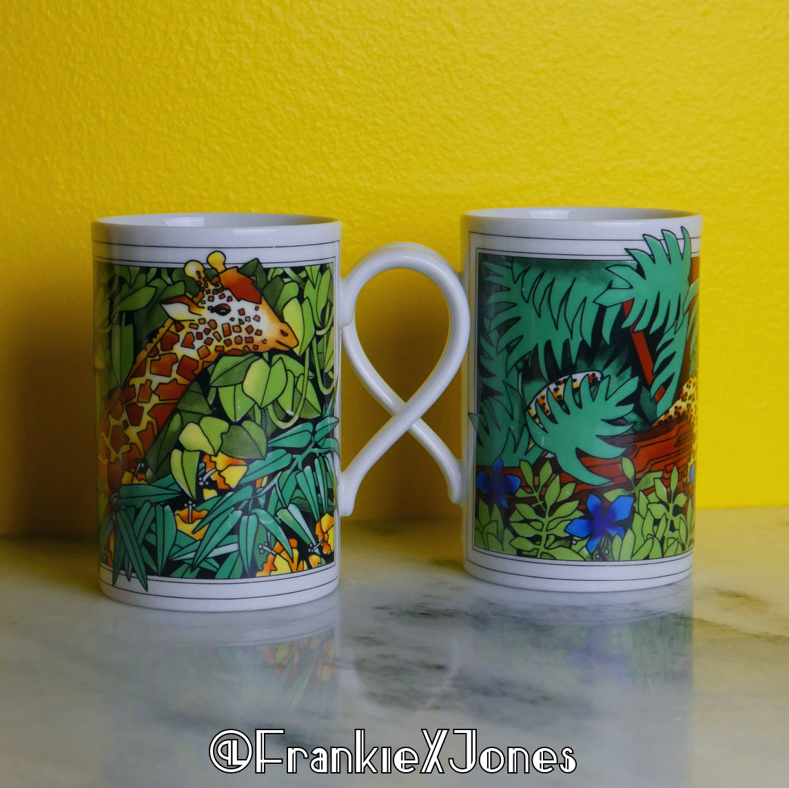 Giraffe + Leopard Stoneware Mugs ✤ Kenya ✤ Dunoon ✤ Set of 2