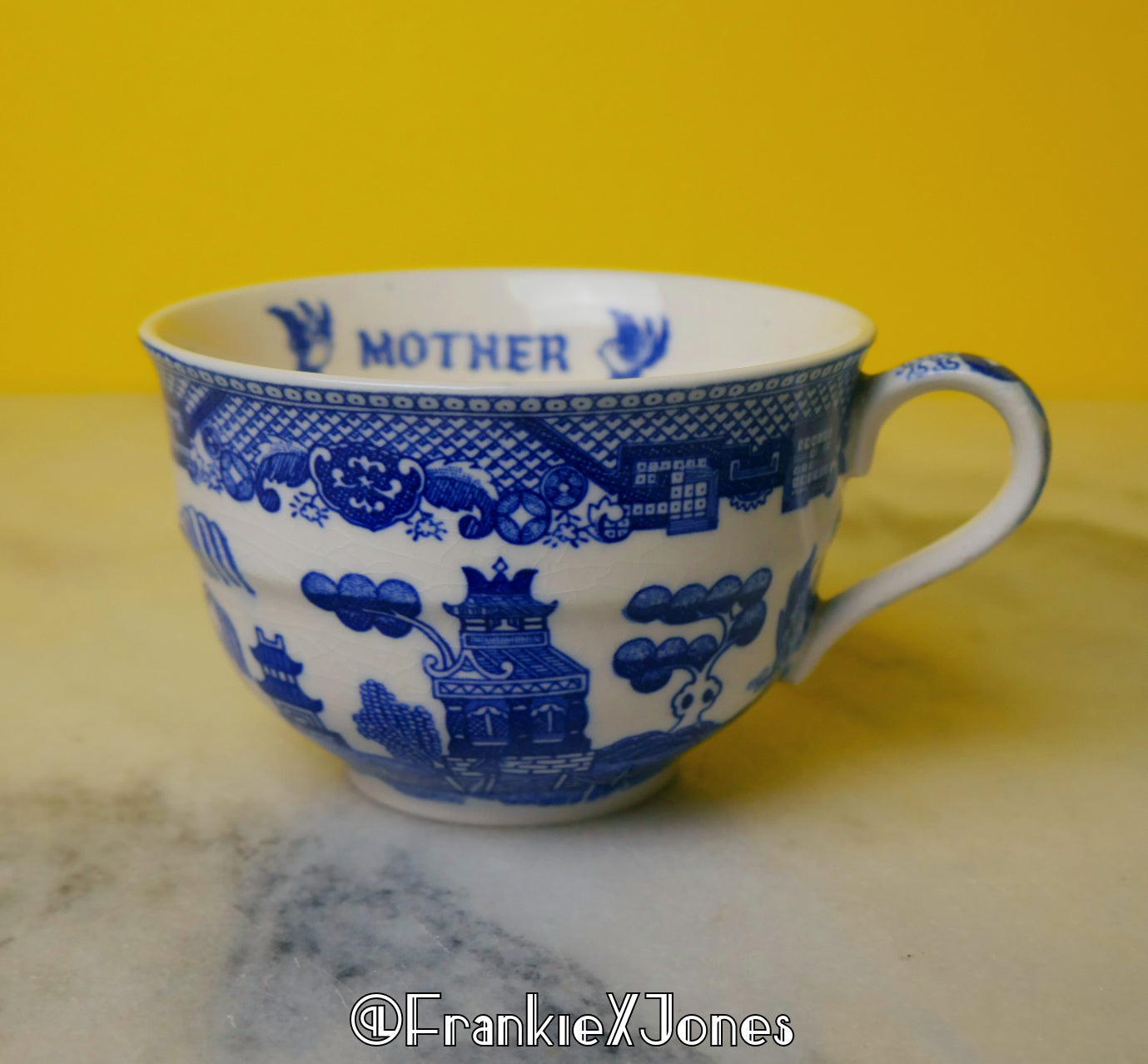 "Mother" Blue Willow Tea Cup Set ✤ Cup + Saucer