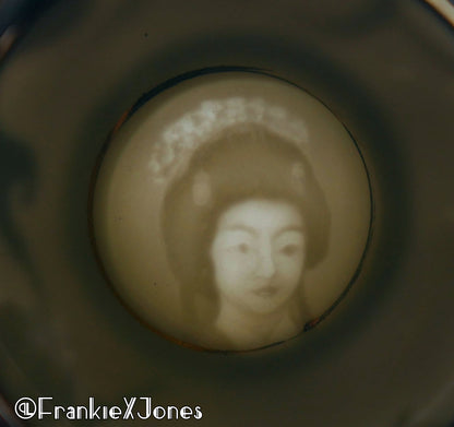 Dragonware Lithophane Tea Cup Set ✤ Cup + Saucer ✤ Black